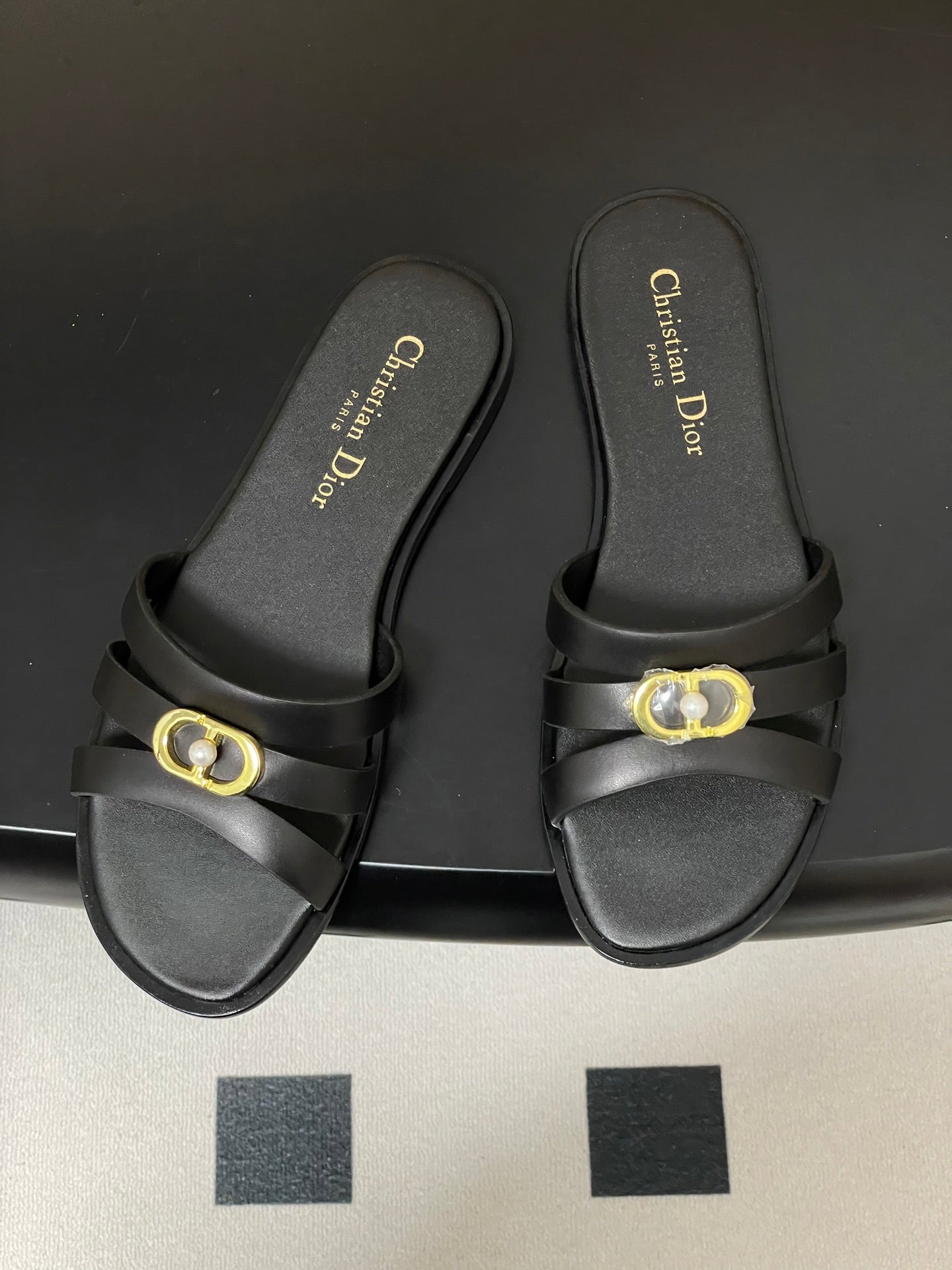 CD 26 Chunky Heel Sandals Black Leather 593533