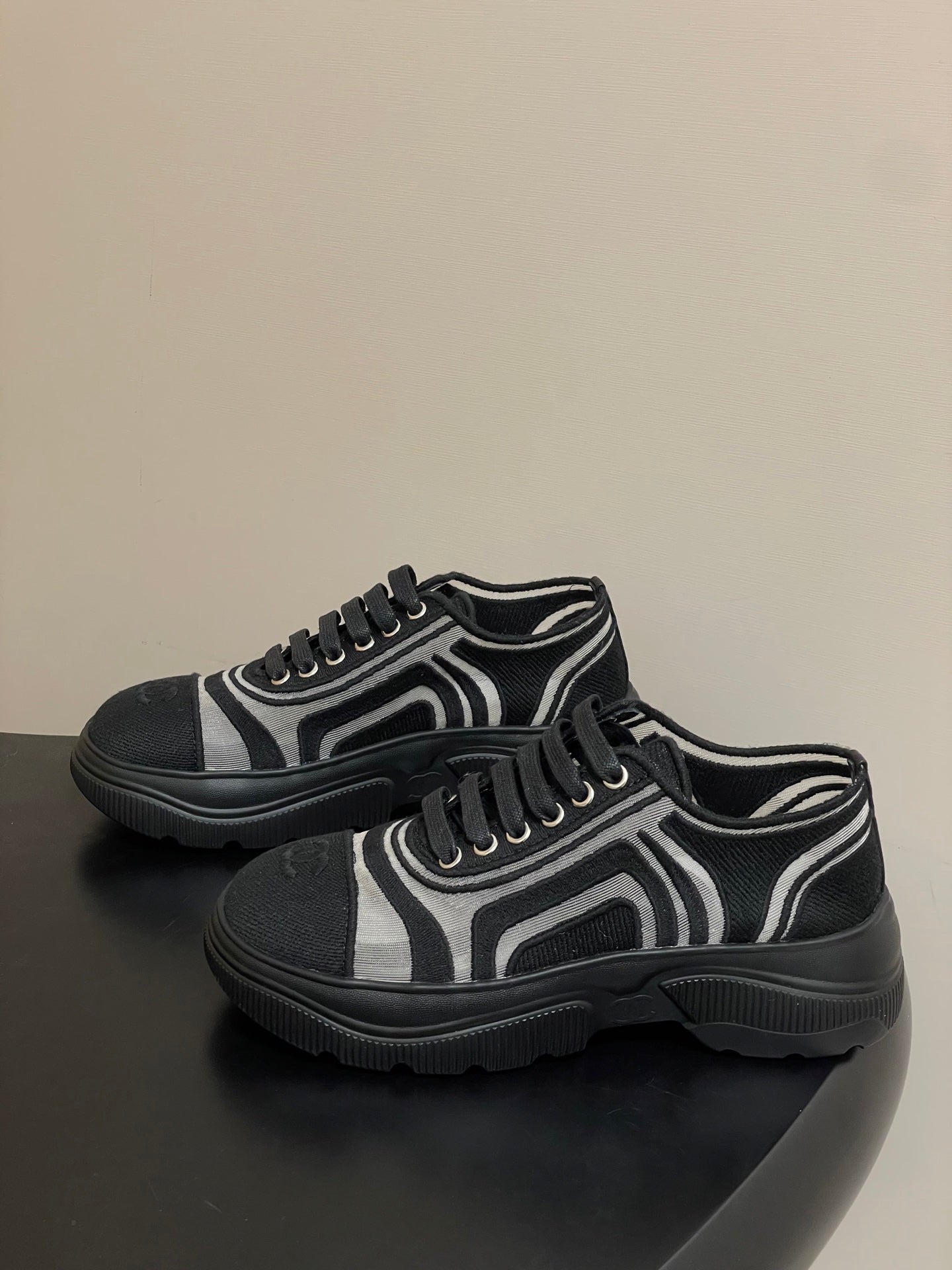 CC 26 Platform Sneaker Black Fabric Mesh 593350