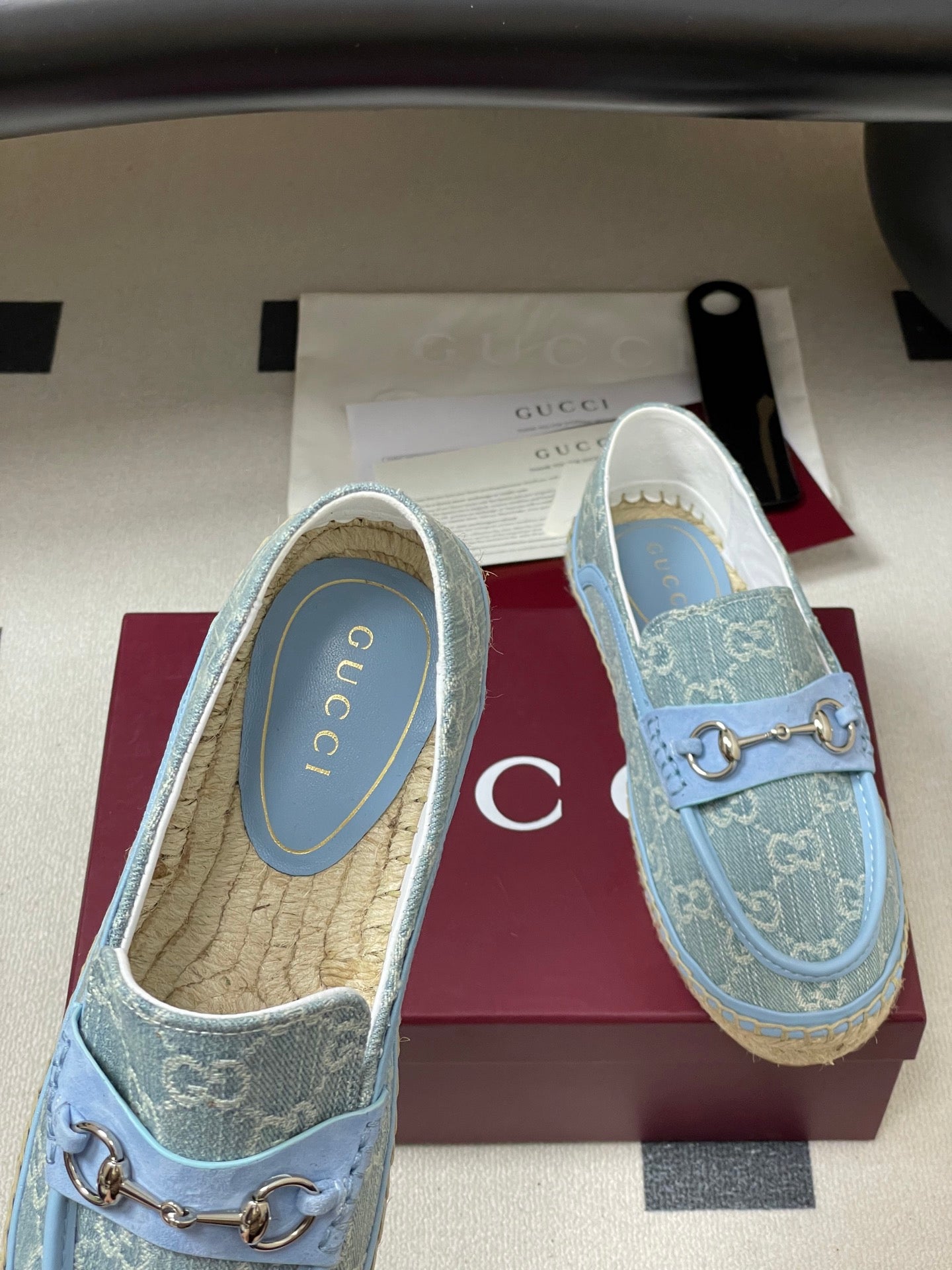 GG 26ss Slip-on Loafers Light Blue Denim 593494