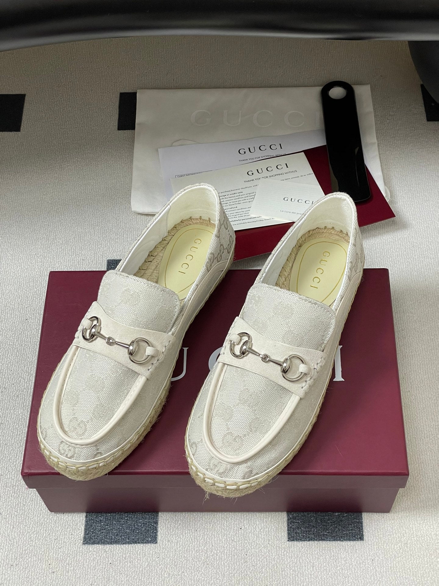 GG 26ss Slip-on Loafers Ivory Denim 593495