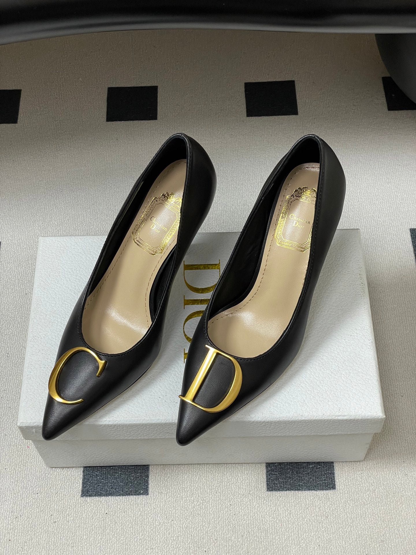 CD 26 High-Heeled 85 Pumps Black Cowhide 593593