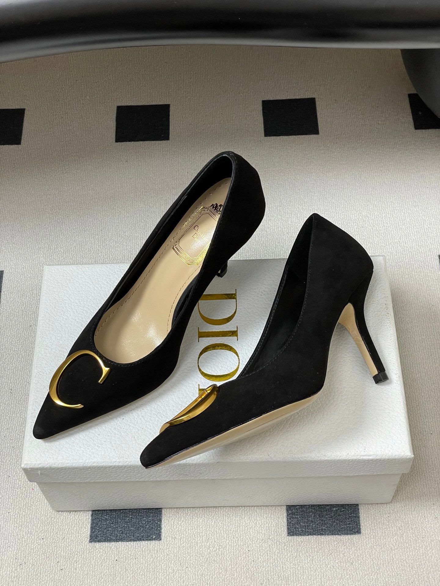 CD 26 High-Heeled 85 Pumps Black Suede 593596