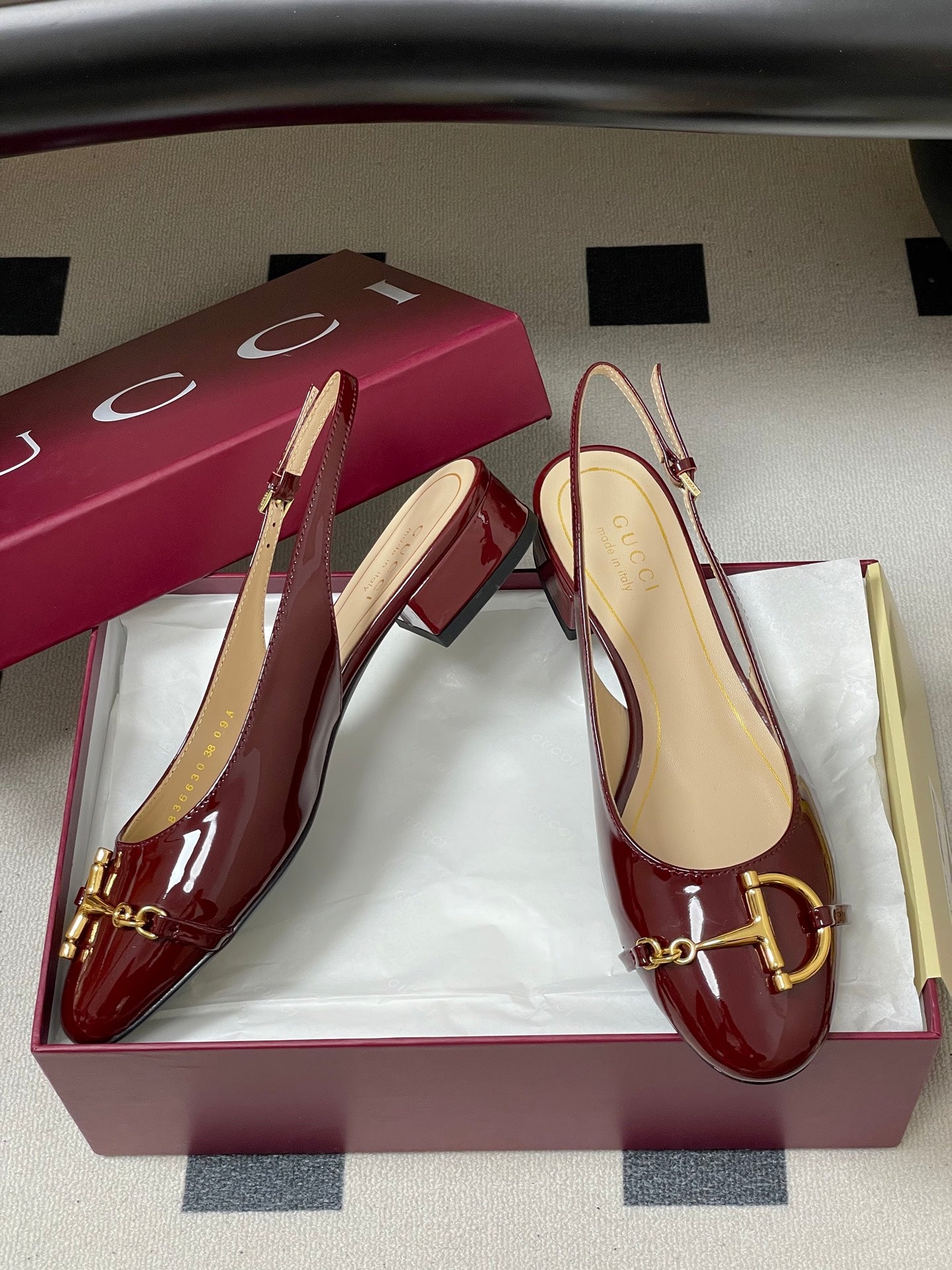 GG 26ss Big D Half HorseBit Mary Jane Dark Red Patent Leather 593501