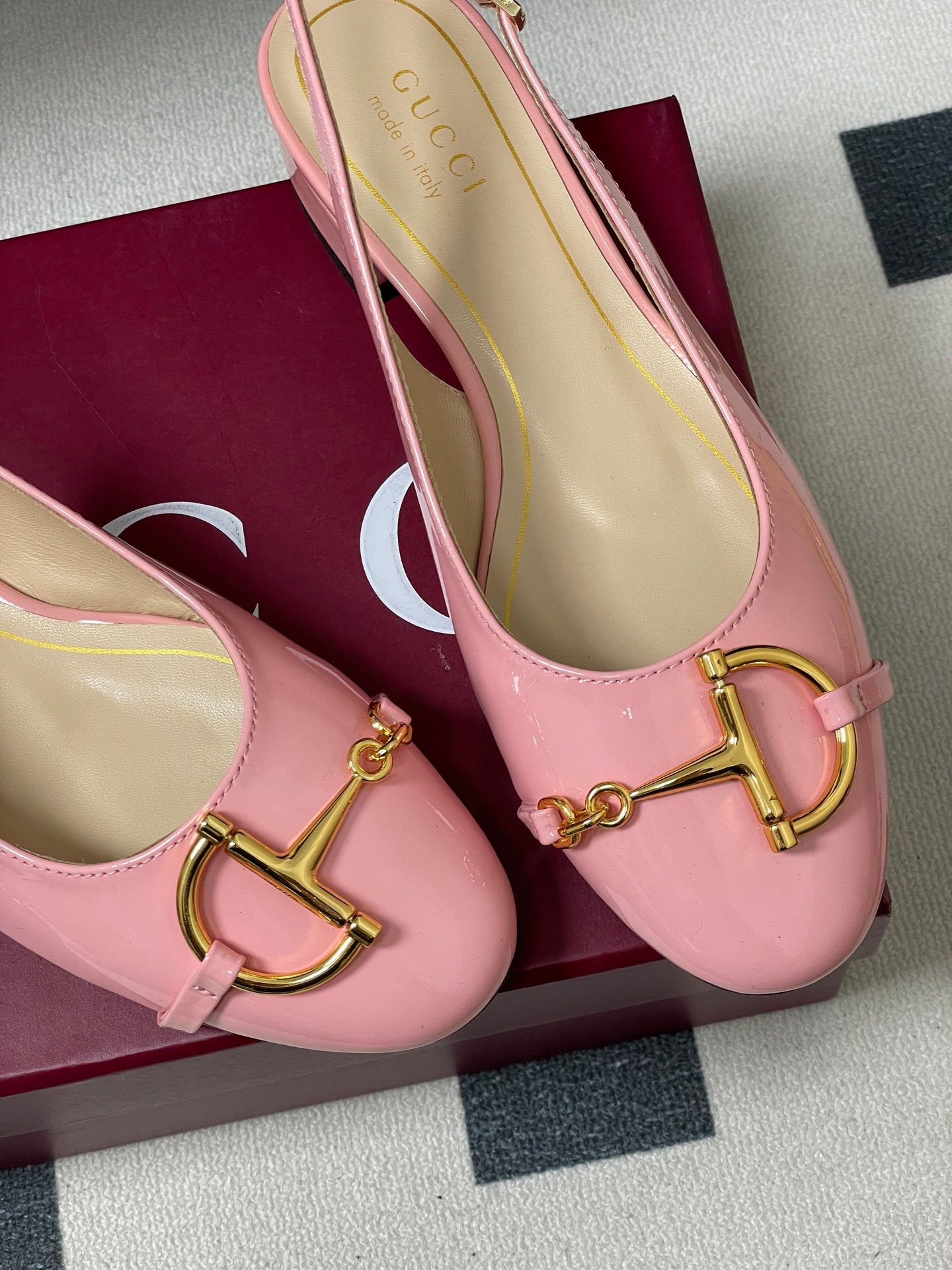 GG 26ss Big D Half HorseBit Mary Jane Pink Patent Leather 593502