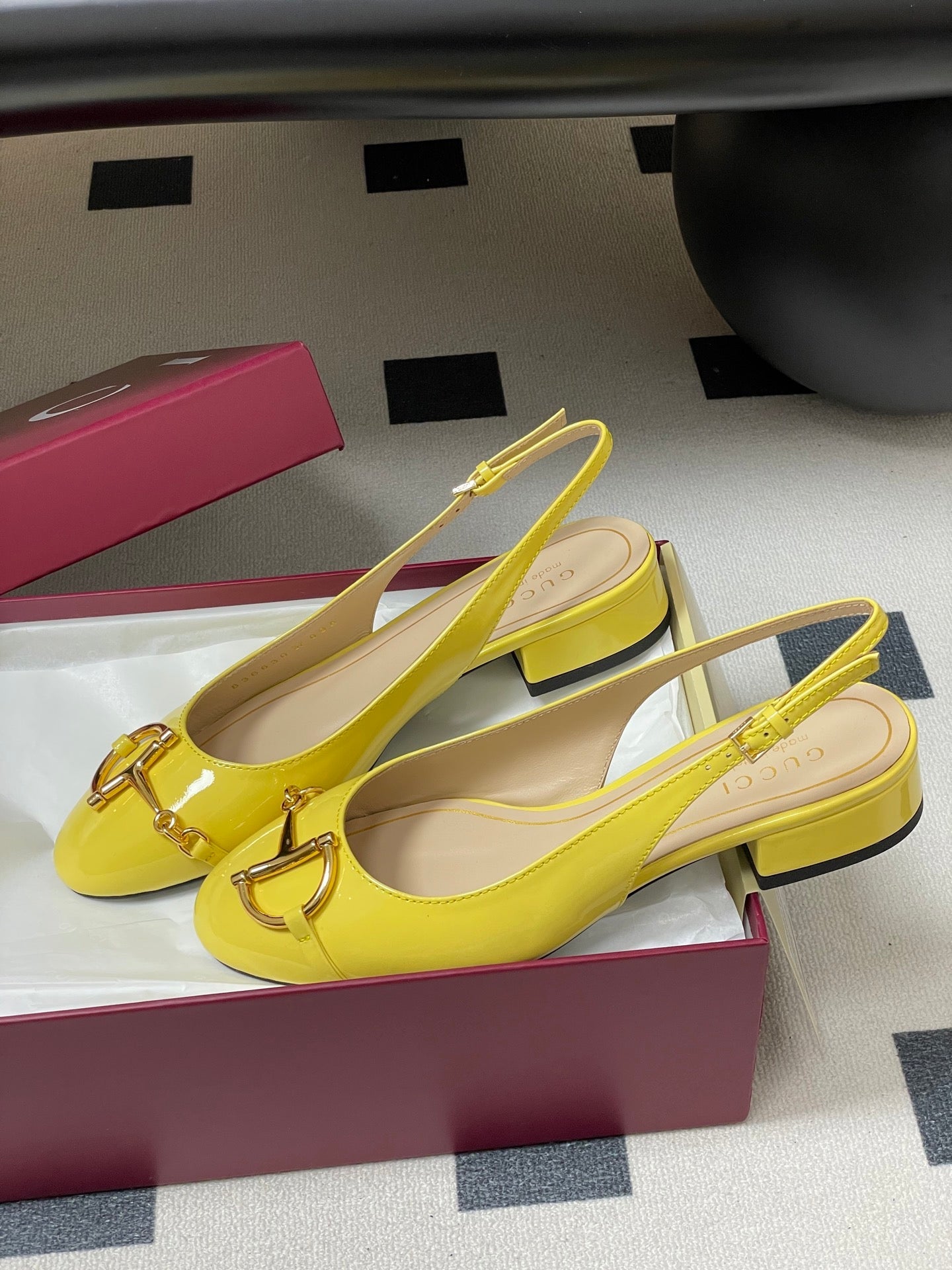 GG 26ss Big D Half HorseBit Mary Jane Yellow Patent Leather 593503