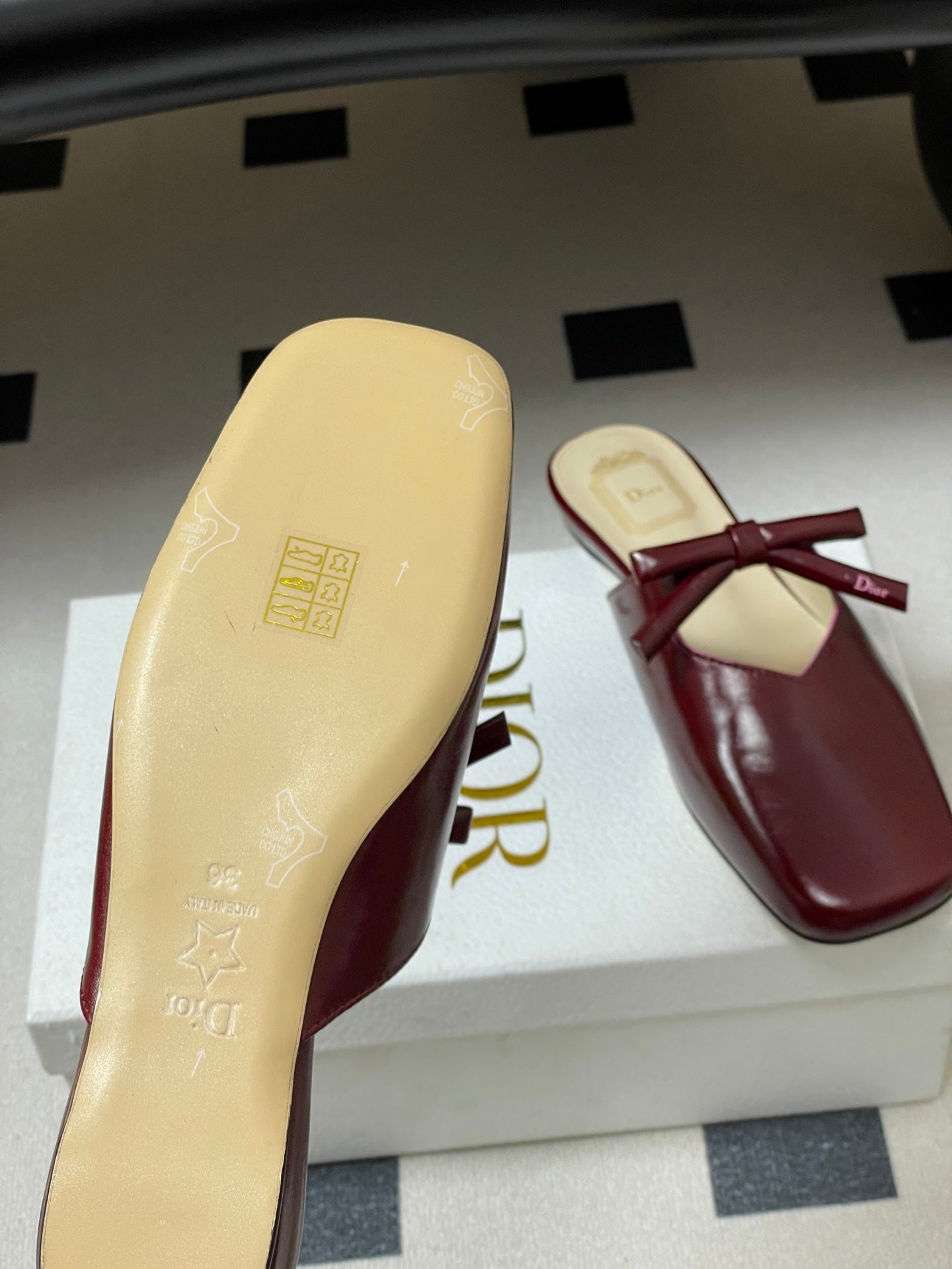 CD 26 Flat Mule Burgundy Patent Cowhide 593598