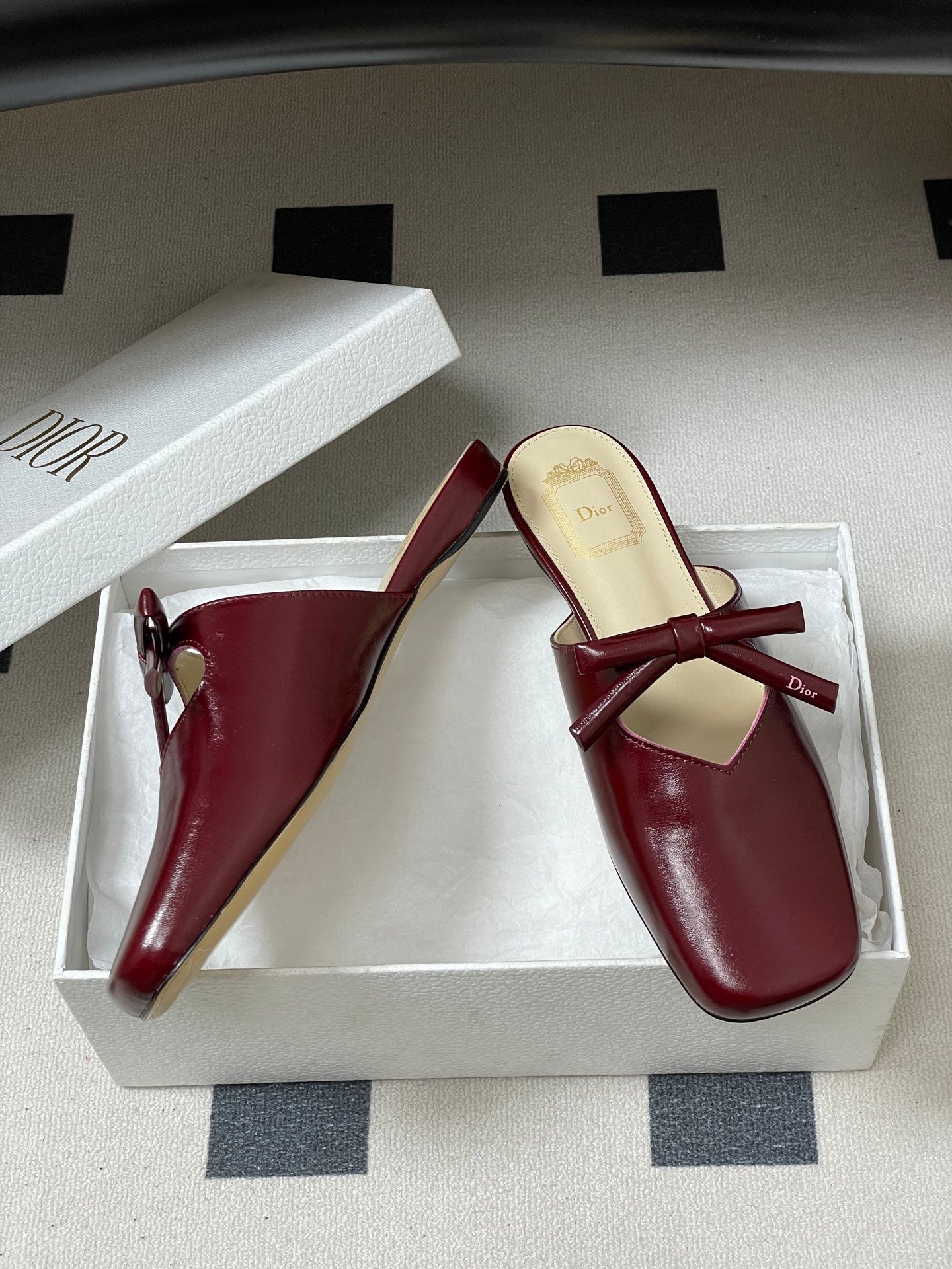 CD 26 Flat Mule Burgundy Patent Cowhide 593598