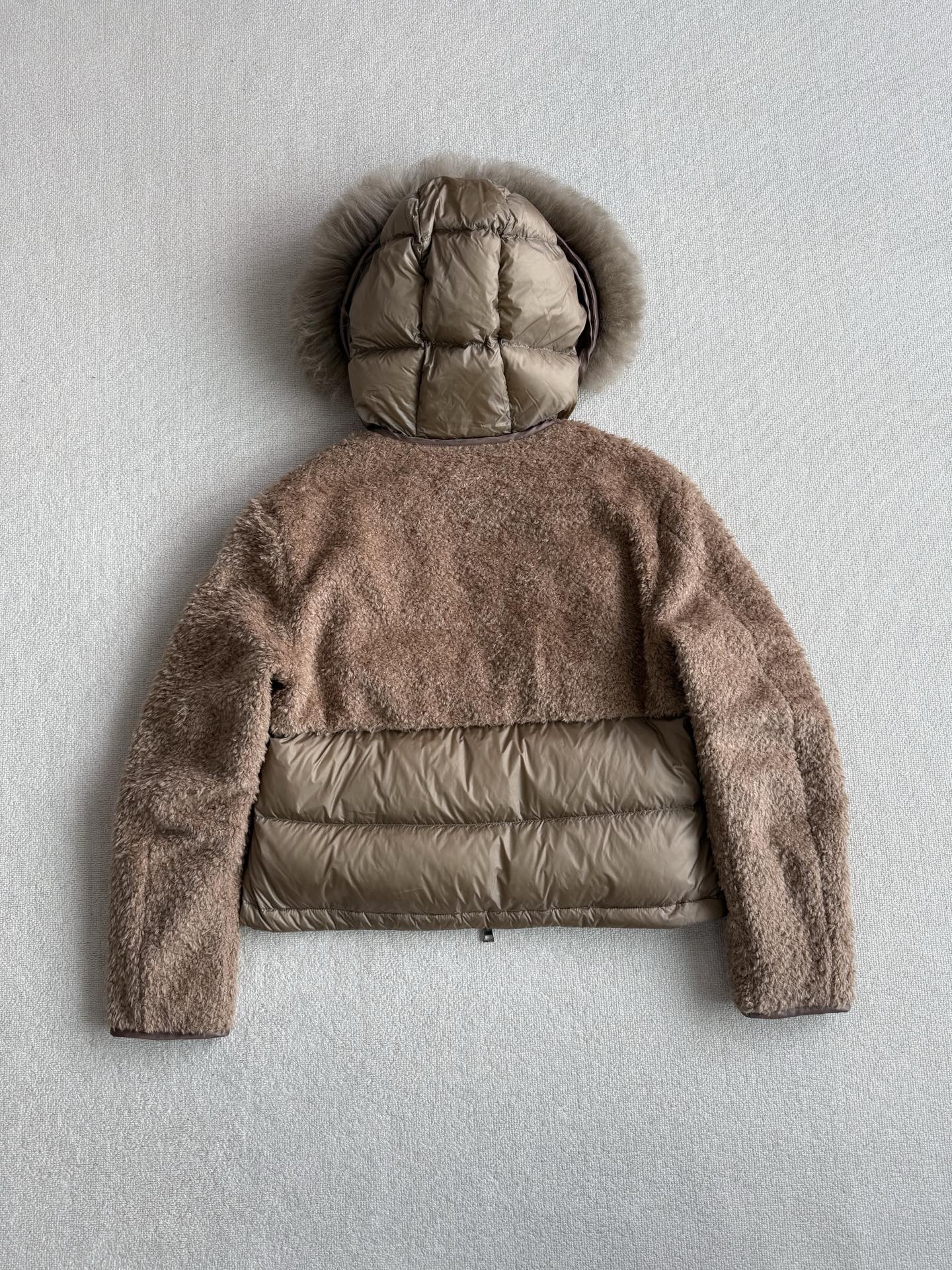 Moncler 2025 Marne Combo Puffer Jacket Brown Wool Down
