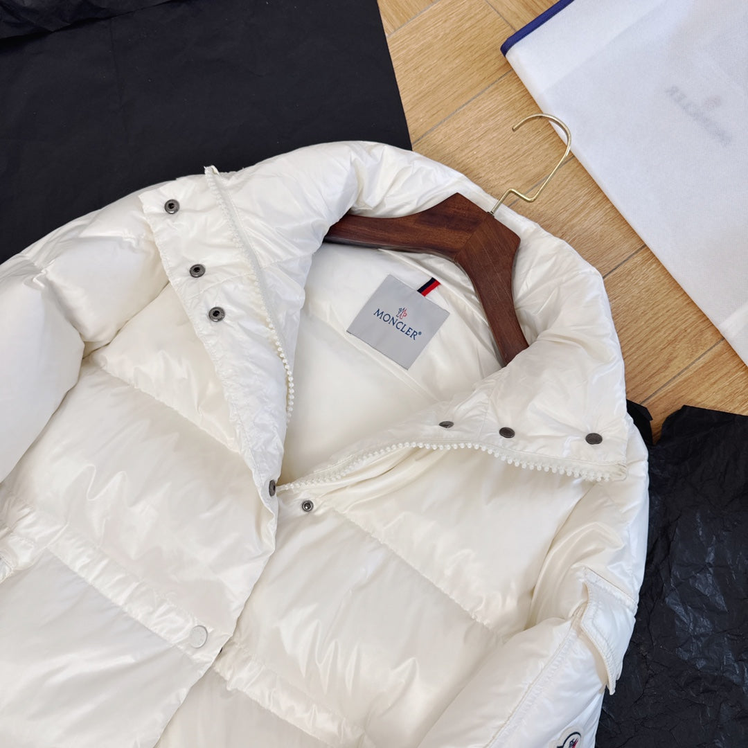 Moncler 2025 Cavettaz Long Coat White Nylon Down