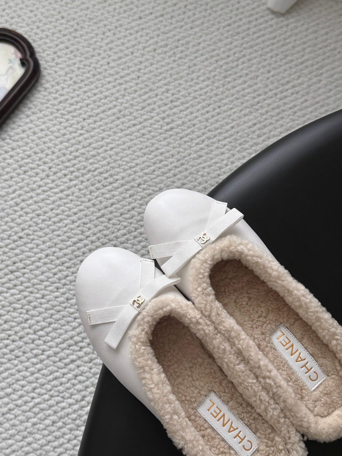 Chanel 2026 Bow Mule Wool Suede Leather 128282