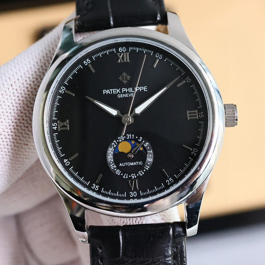 Patek Philippe Annual Calendar 40mm Black Dial Black Leather Strap