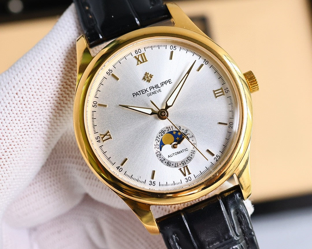 Patek Philippe Annual Calendar 40mm Gold Case Black Leather Strap