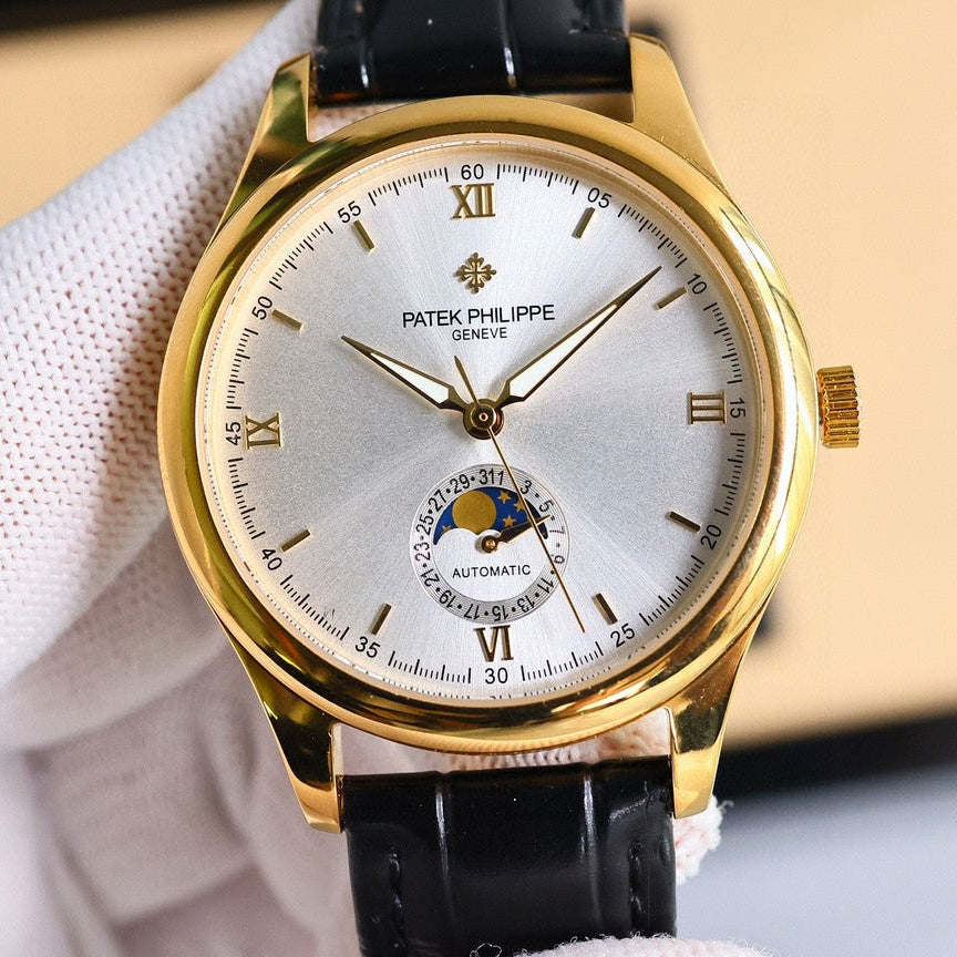 Patek Philippe Annual Calendar 40mm Gold Case Black Leather Strap