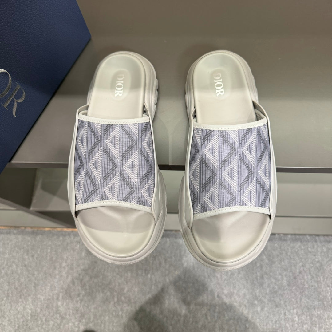 CD H-TOWN SANDAL LIGHT GRAY AND WHITE CALFSKIN