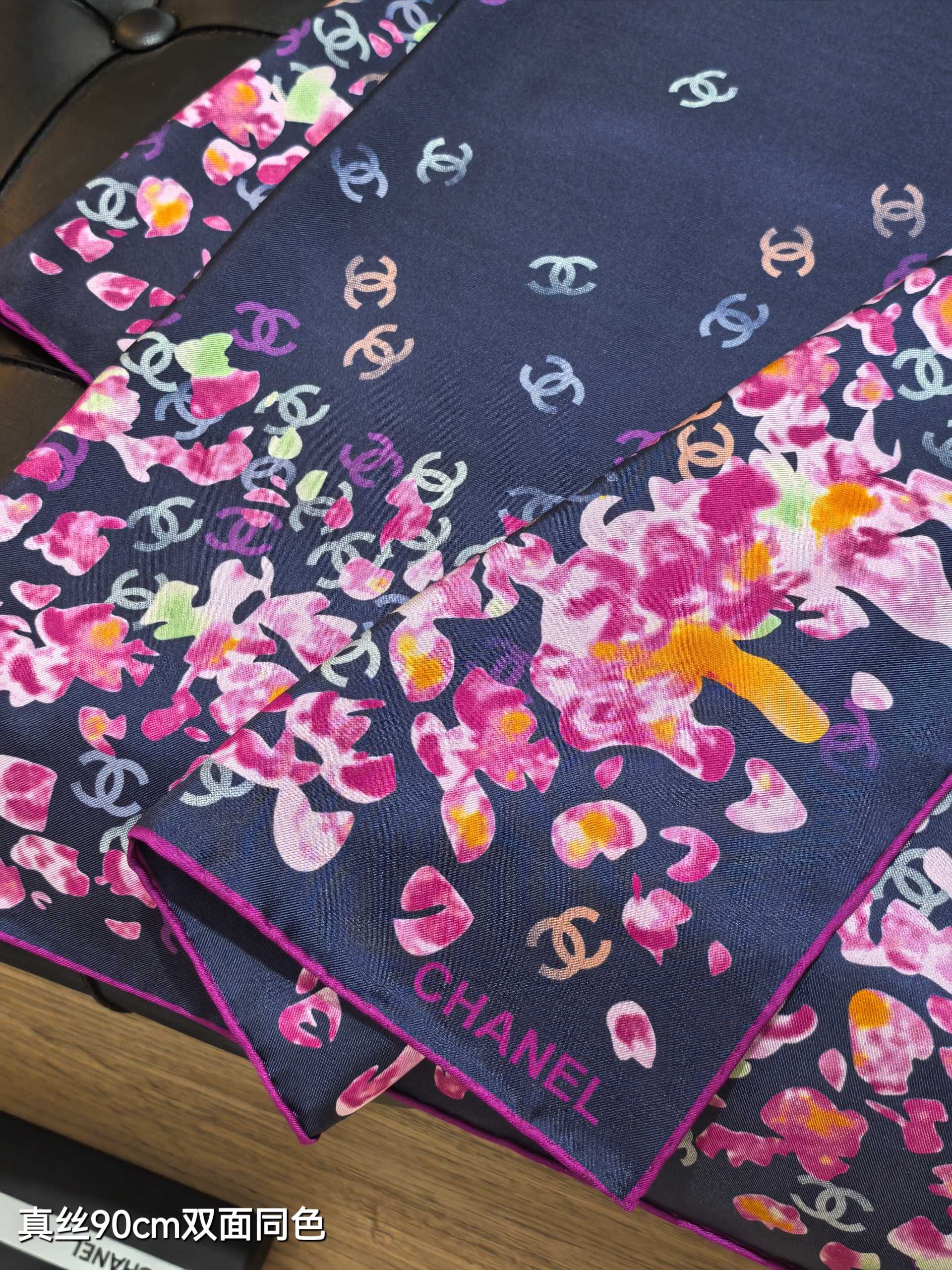 CC 25 Scarf 90CM In Navy Blue Purple Colorful Cashmere 293049