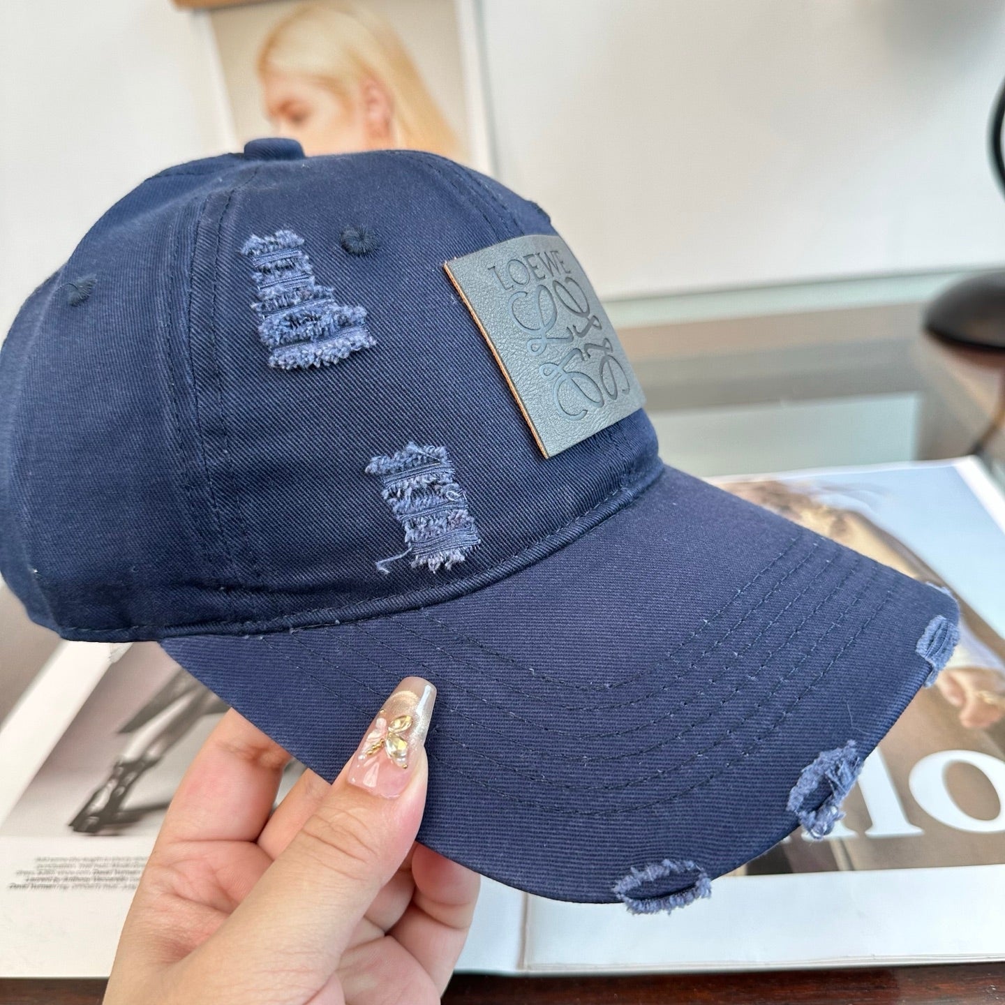 Loewe Distressed Baseball Cap 343427