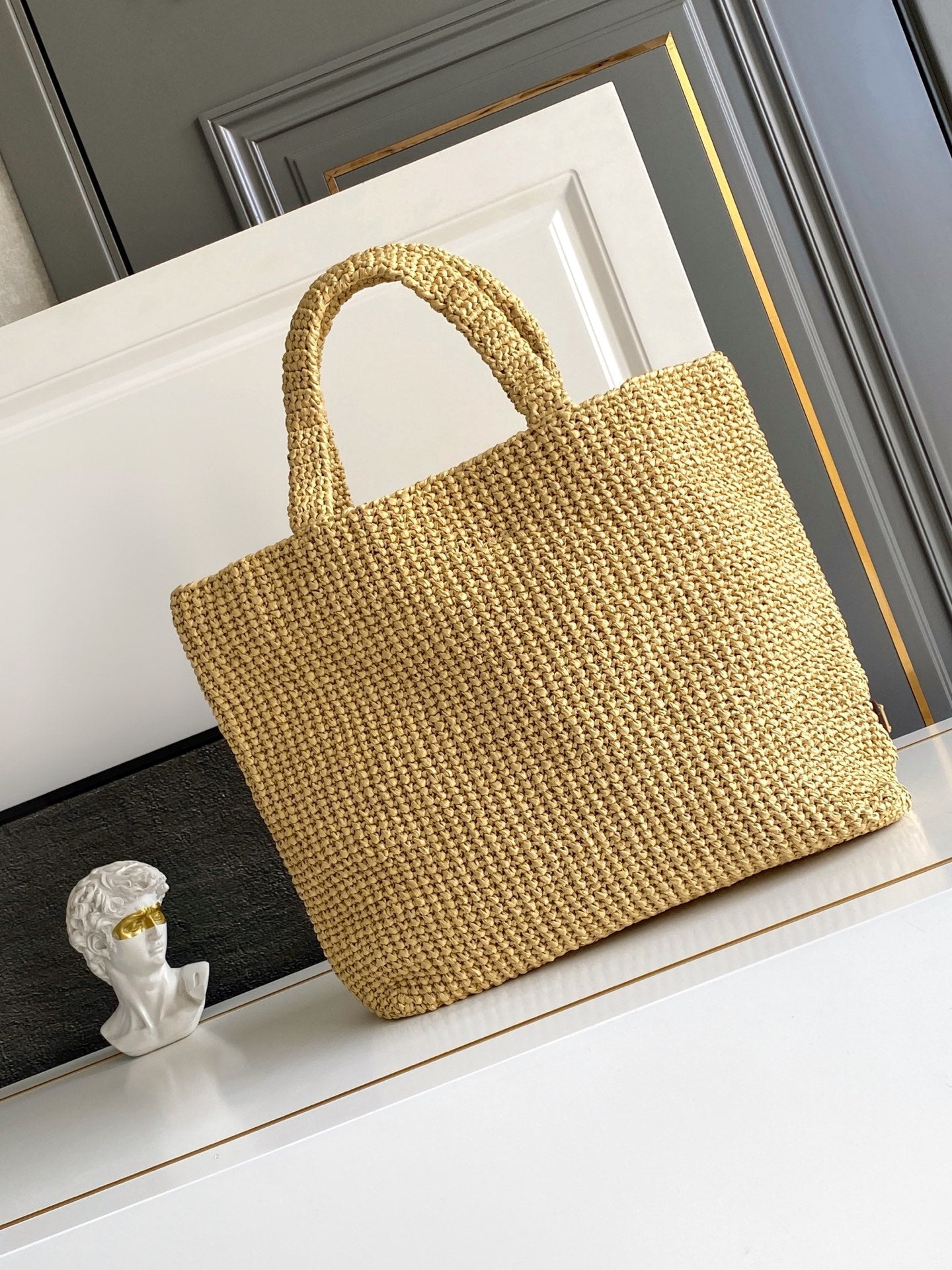 Prada 2026 Tote Bag 40cm Beige Woven