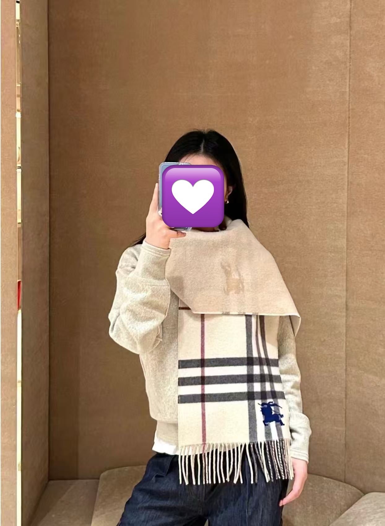 BBR Double-Sided Scarf 160CM Cream Cashmere 292960