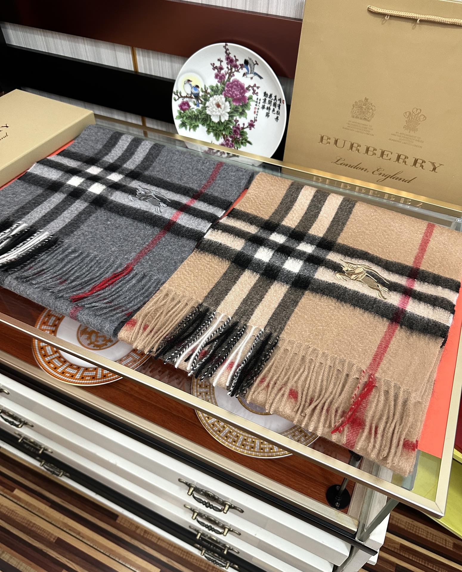 BBR Double-Sided Scarf 180CM Beige Cashmere 293003