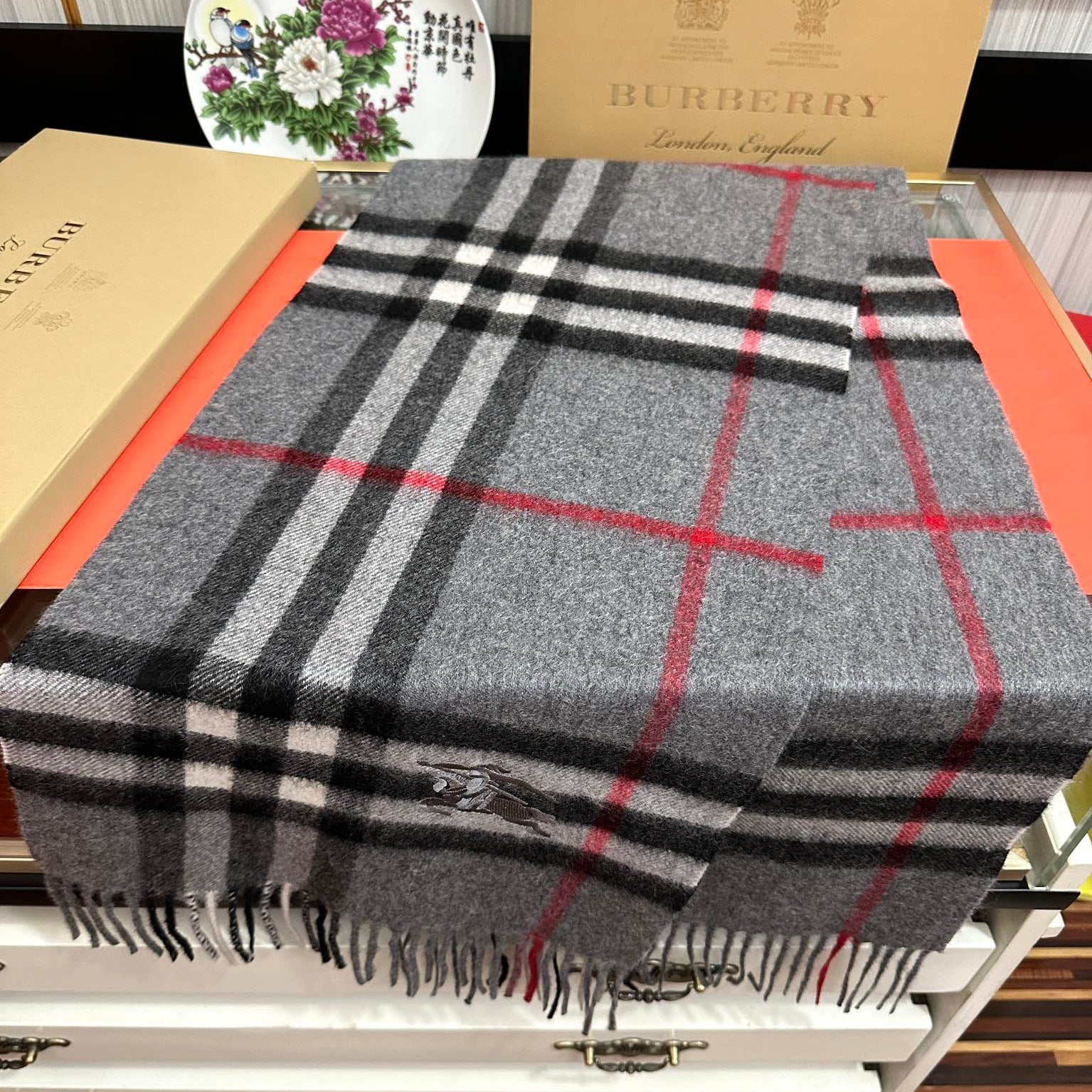 BBR Double-Sided Scarf 200CM Dark Gray Cashmere 293004