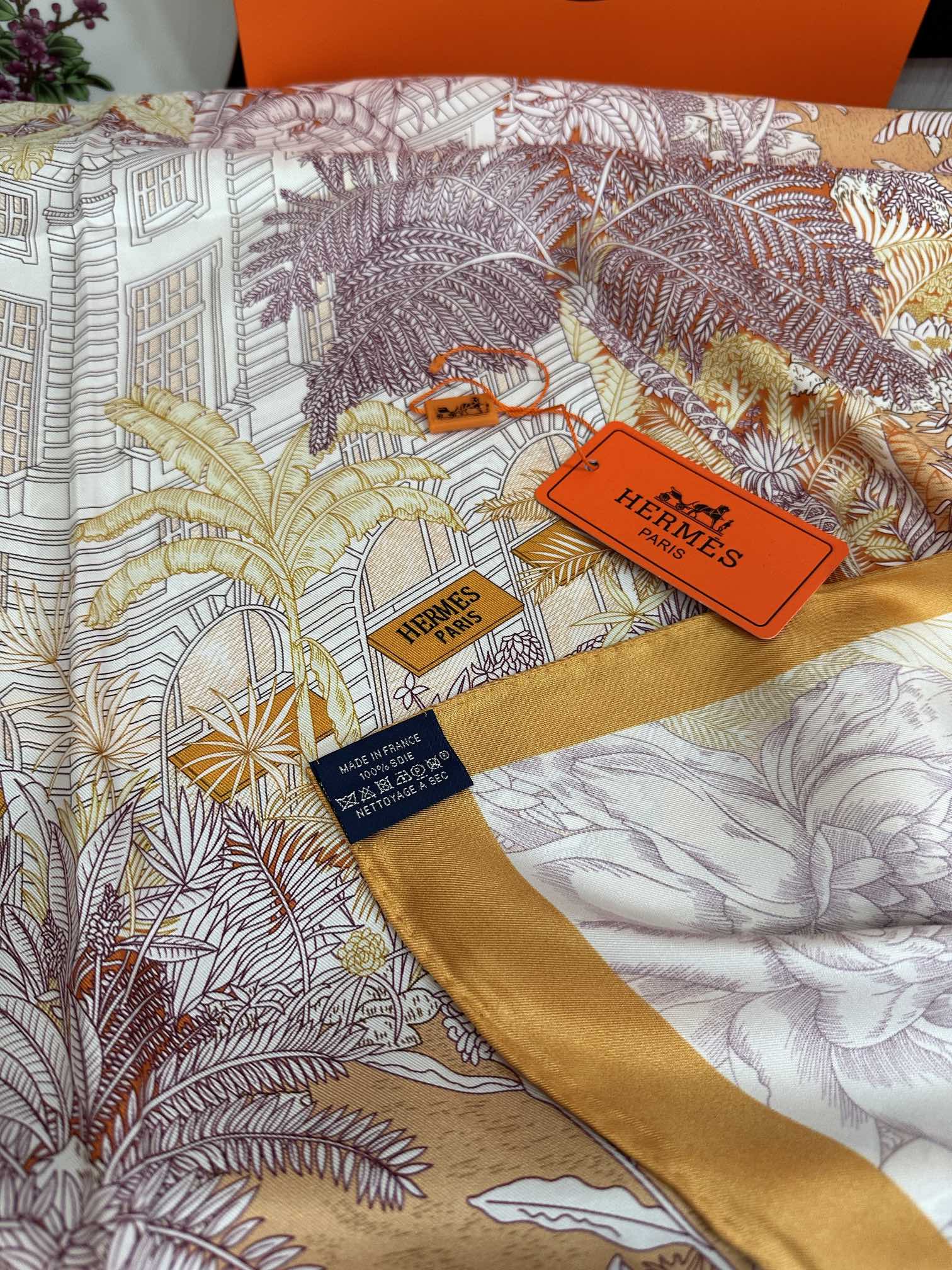 HM 25s Scarf 90cm Orange Light Pink Cashmere Silk 965568