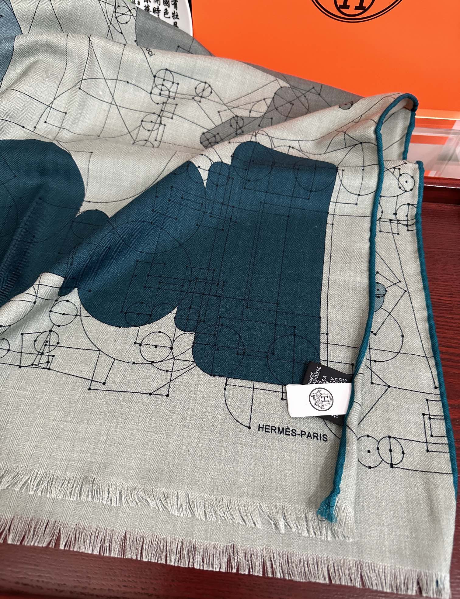 HM 25s Scarf 185 Blue Gray Cashmere 976446