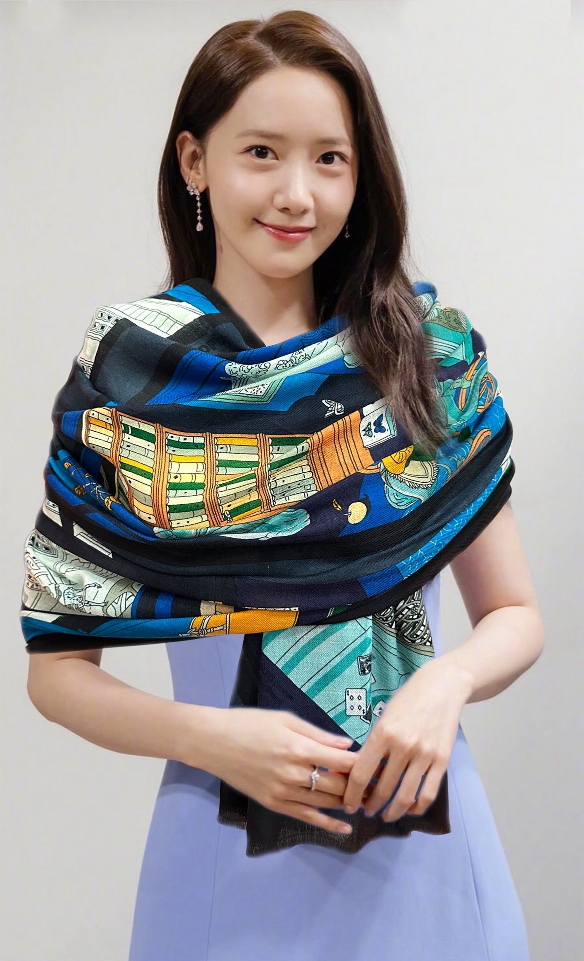 HM Newest Design Scarf 200CM Blue Black Cashmere 976448