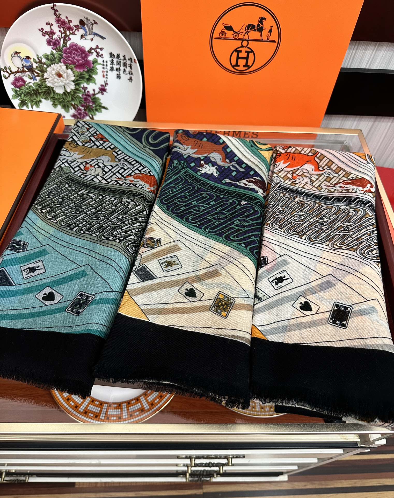 HM Newest Design Scarf 200CM Orange Beige Black Cashmere 976449