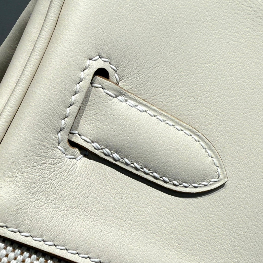 HM Birkin 30 Milkshake White Canvas with Swift Leather Silver Hardware 237310
