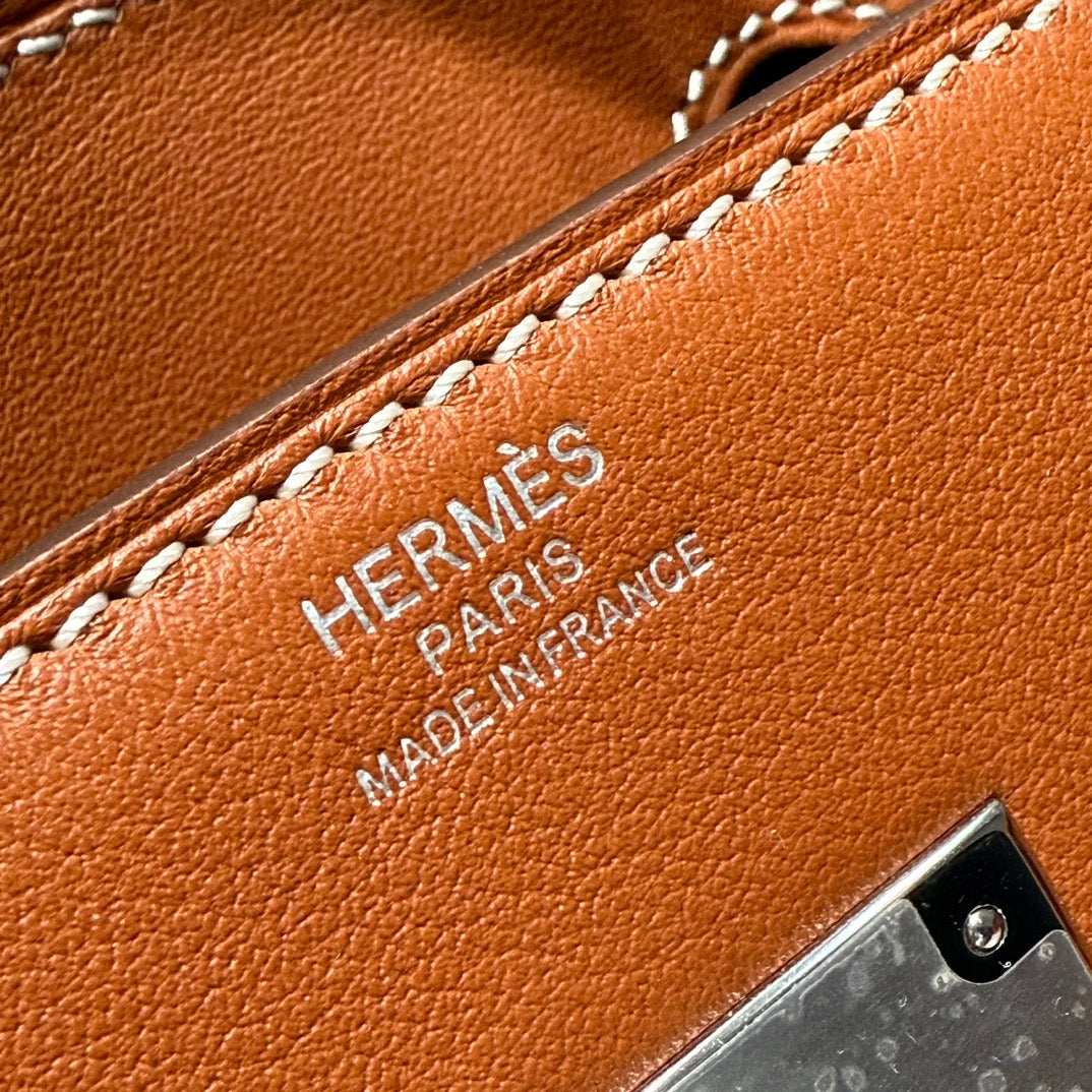 HM Birkin 35cm Gold Swift Leather Beige Canvas Silver Hardware