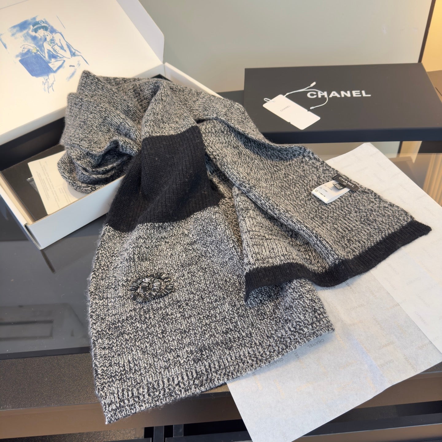 CC 25 Classic Scarf 170cm Gray Wool 293469