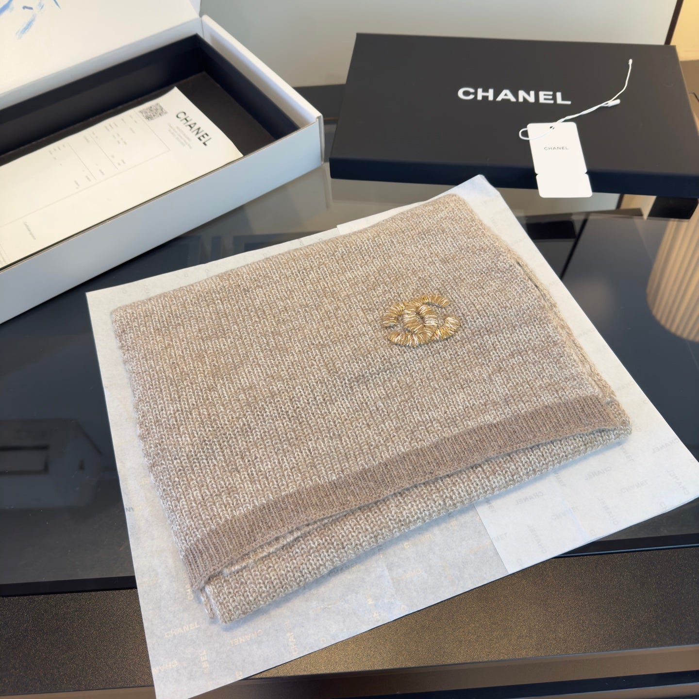 CC 25 Classic Scarf 170cm Light Beige Wool 293468