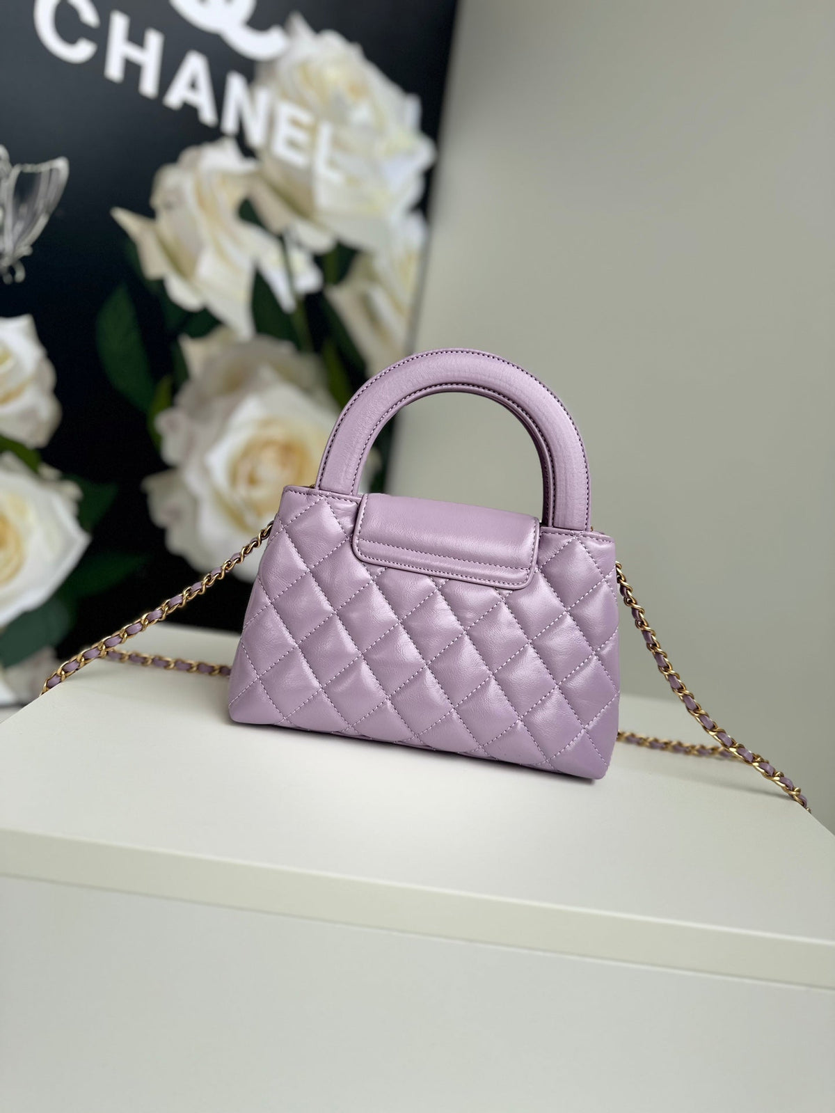 cc 24a nano 19cm kelly shopper bag violet lambskin