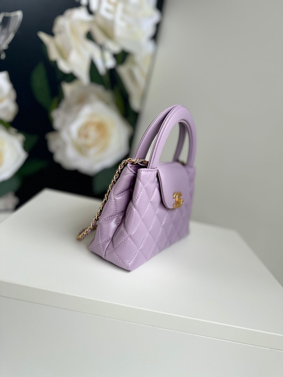 cc 24a nano 19cm kelly shopper bag violet lambskin