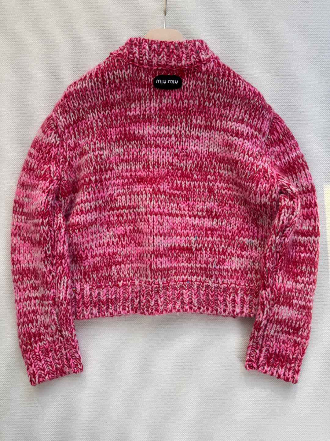Miu Miu 25 Twisted Snowflake-colored Round-neck Sweater Pink Cashmere