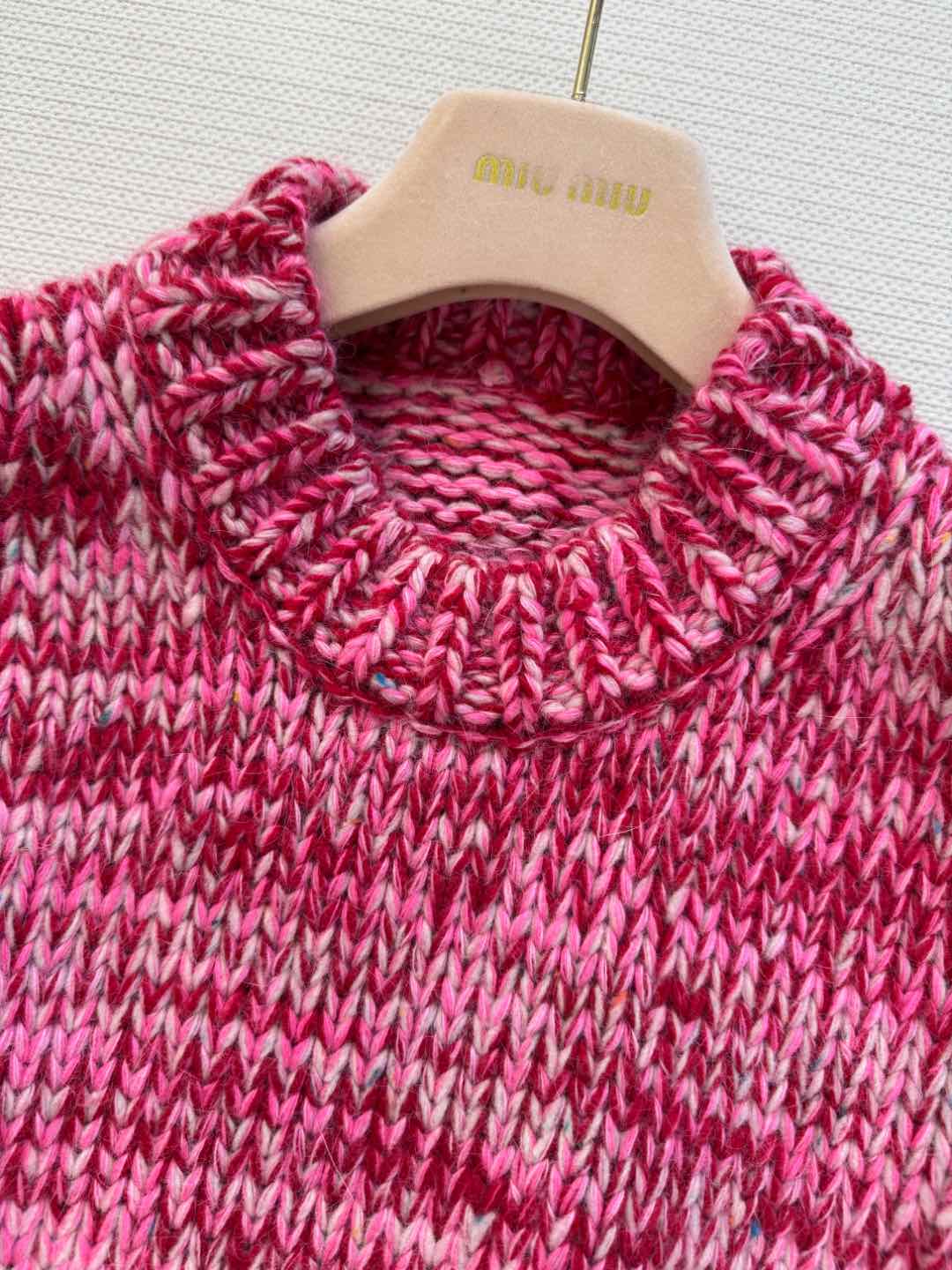 Miu Miu 25 Twisted Snowflake-colored Round-neck Sweater Pink Cashmere