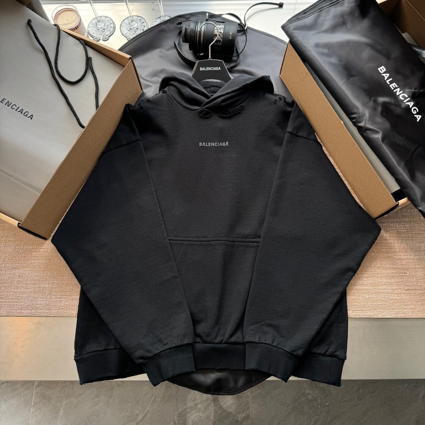 Balenciaga 25 Hoodie Black Cotton 0025