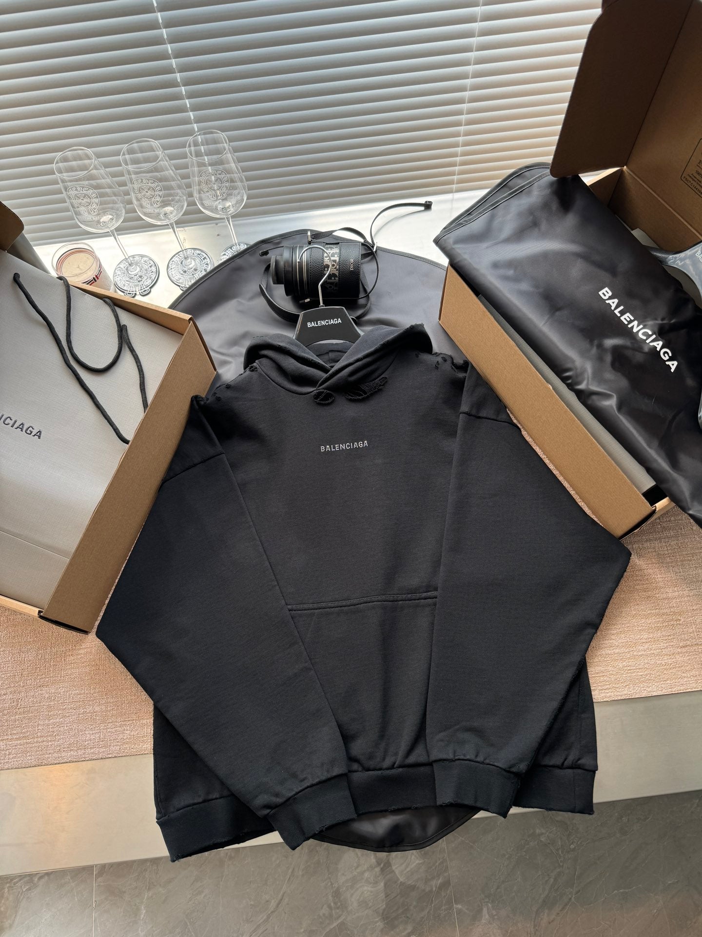 Balenciaga 25 Hoodie Black Cotton 0025