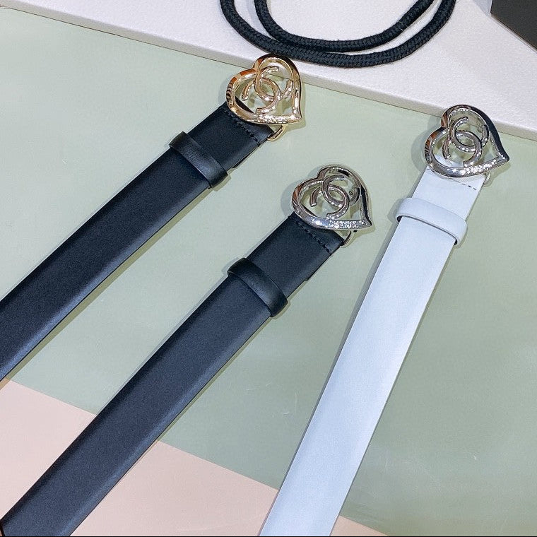 Chanel 2026 Heart Buckle Belt 30mm Calfskin