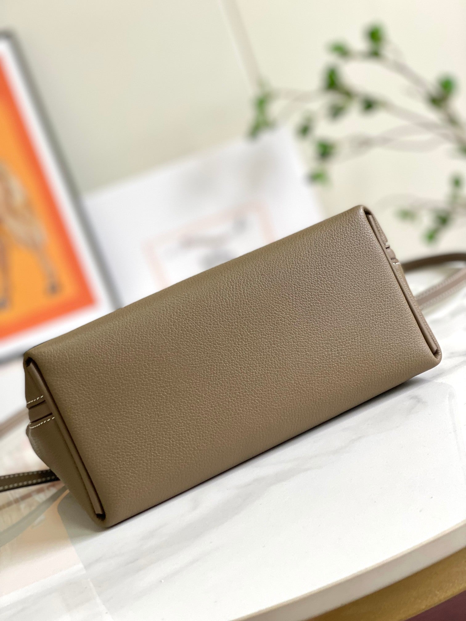 HM 24/24 Mini Bag 21cm Etoupe Evercolor Leather Silver Hardware