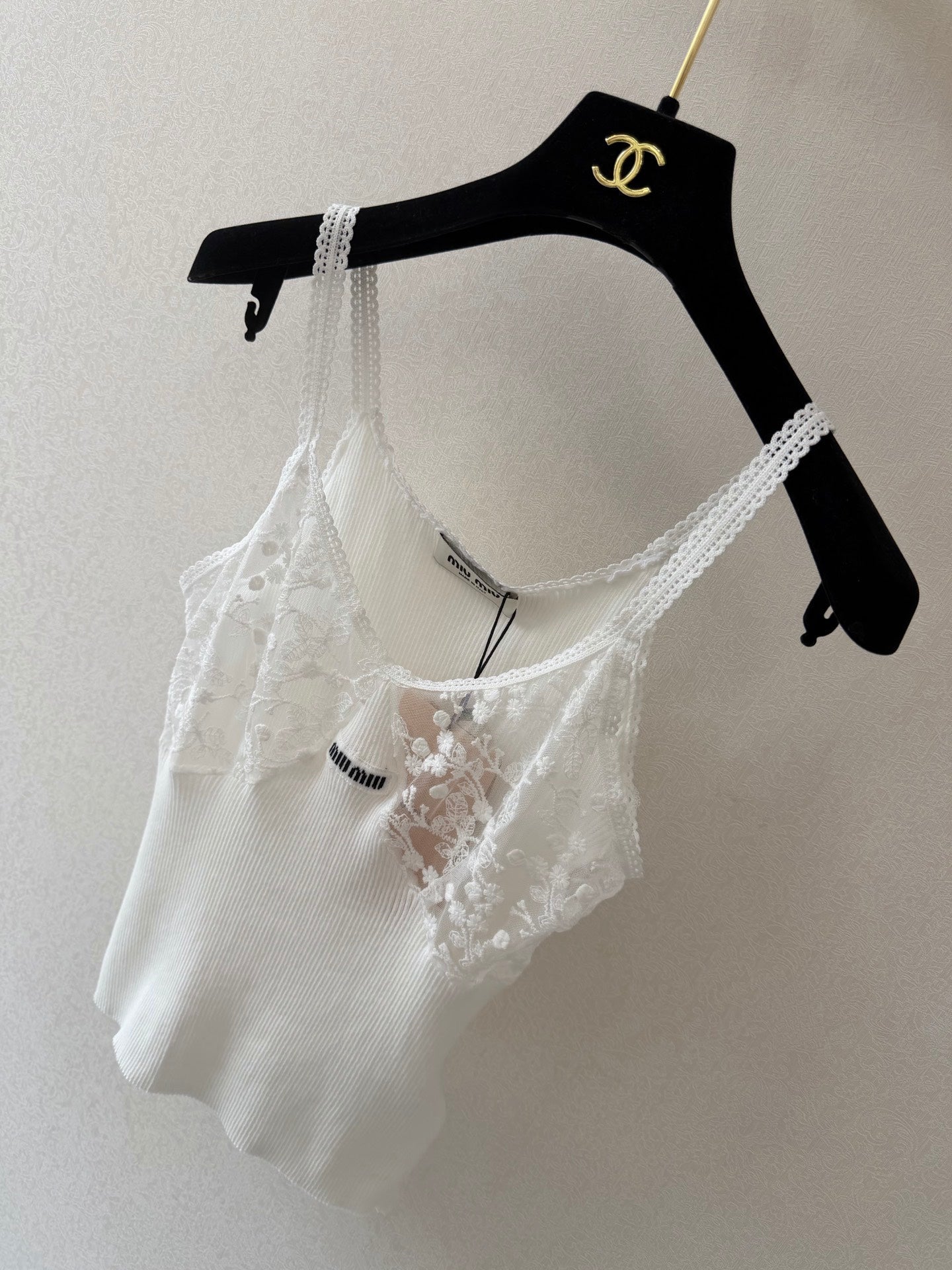 Miumiu 2026 Camisole White Lace Cotton 394789
