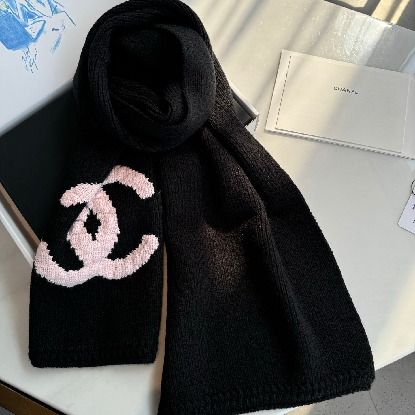 CC 25 Scarf 170cm Black Pink Wool 968533