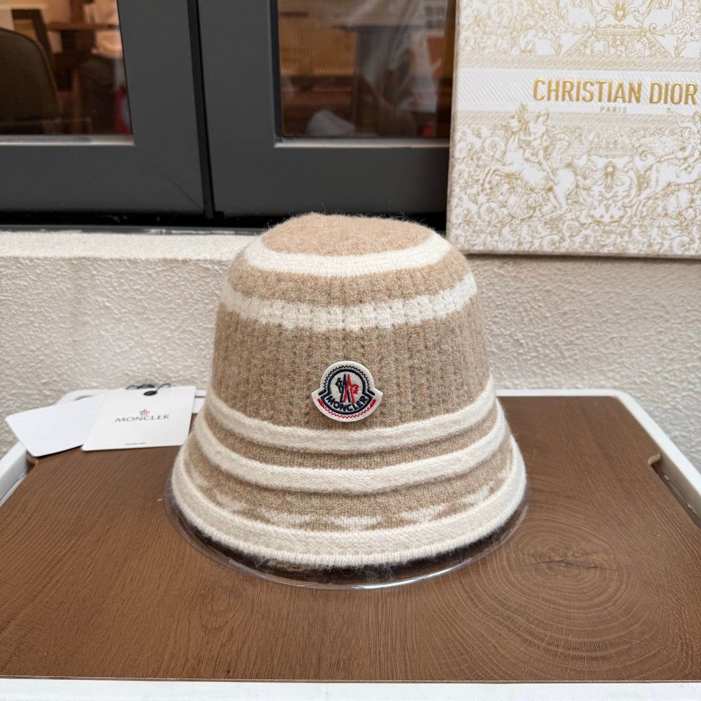 Moncler Striped Knit Bucket Hat 437004