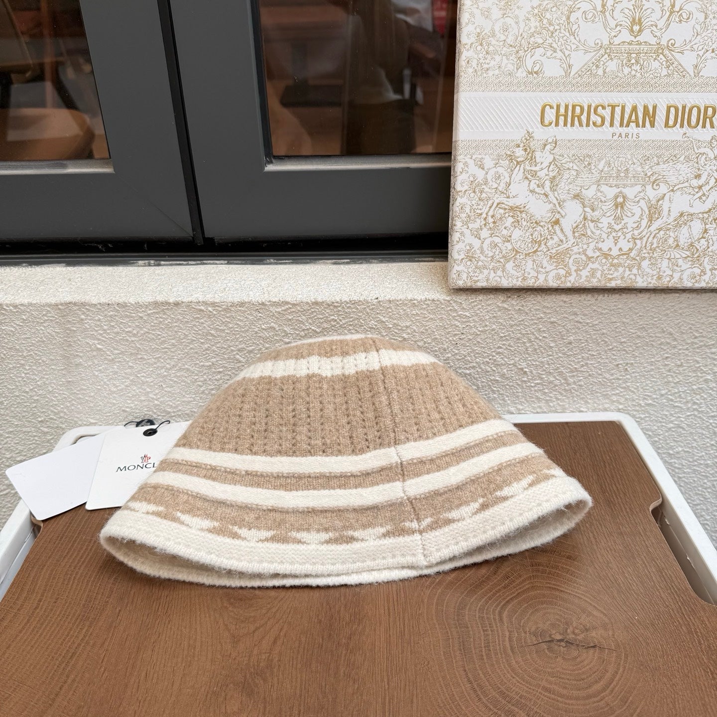 Moncler Striped Knit Bucket Hat 437004