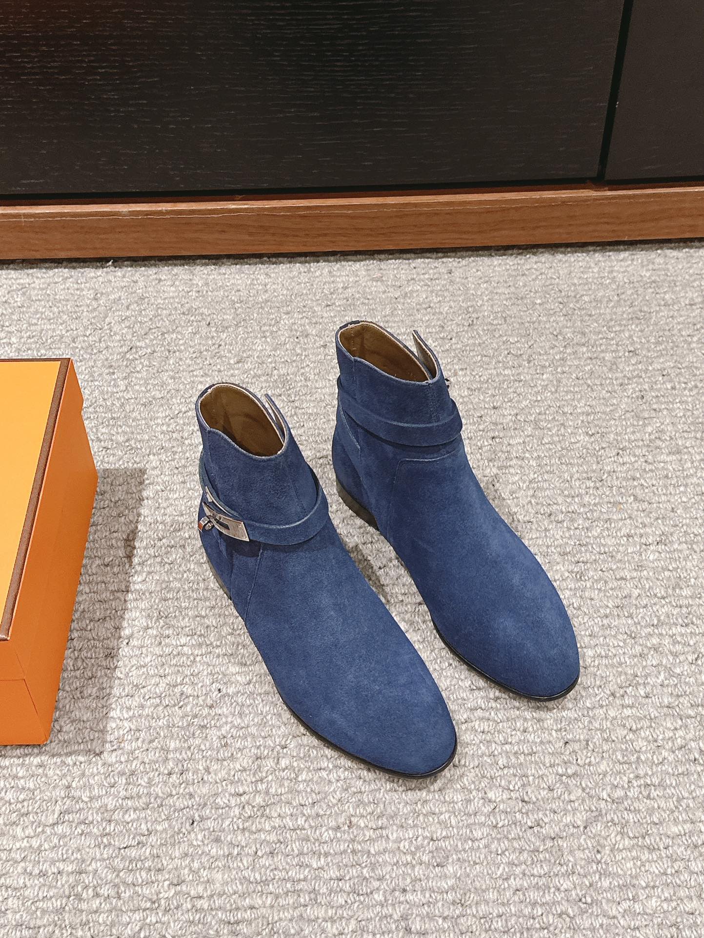 neo ankle boot dark blue suede calfskin
