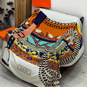 HM Dressage Tressage 140 CM White Blue Colorful Cashmere And Silk 293230