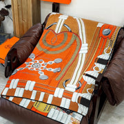 HM Dressage Tressage 140 CM Orange Brown Colorful Cashmere And Silk 293242