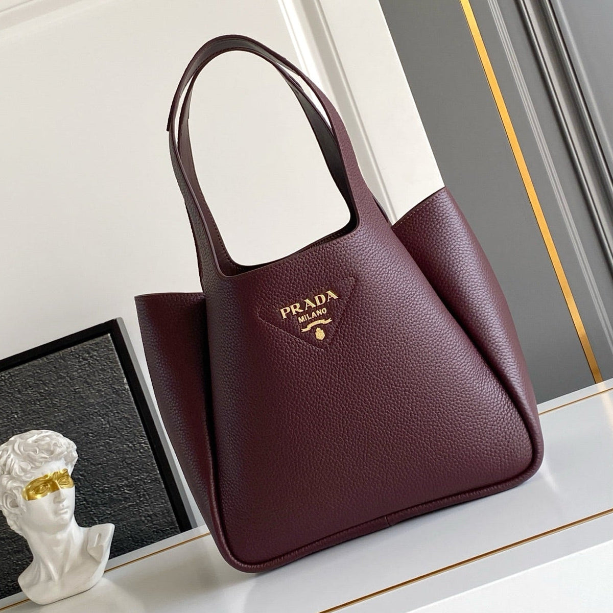 Prada 2026 Small Tote Bag Gold Hardware Leather