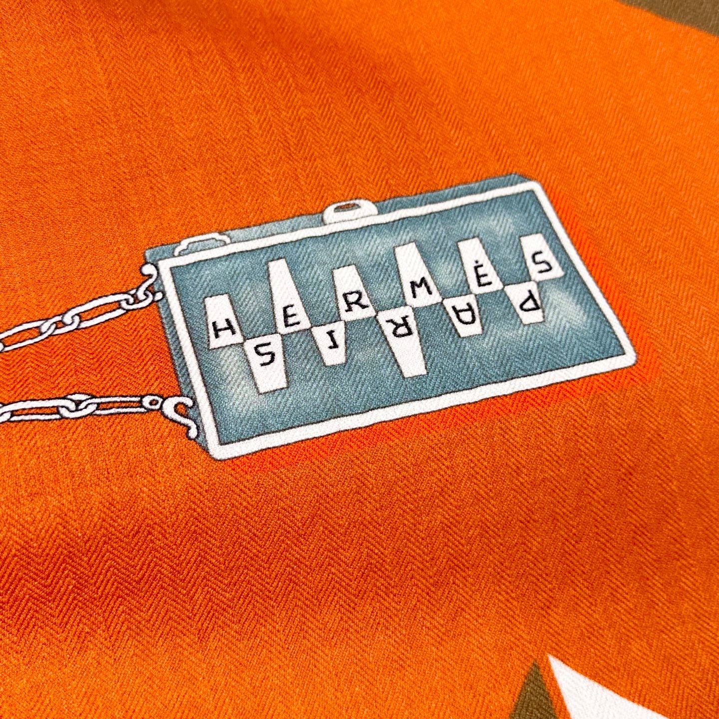 HM 25s Glove Time Scarf 135cm Orange Wool Mulberry Silk 971107