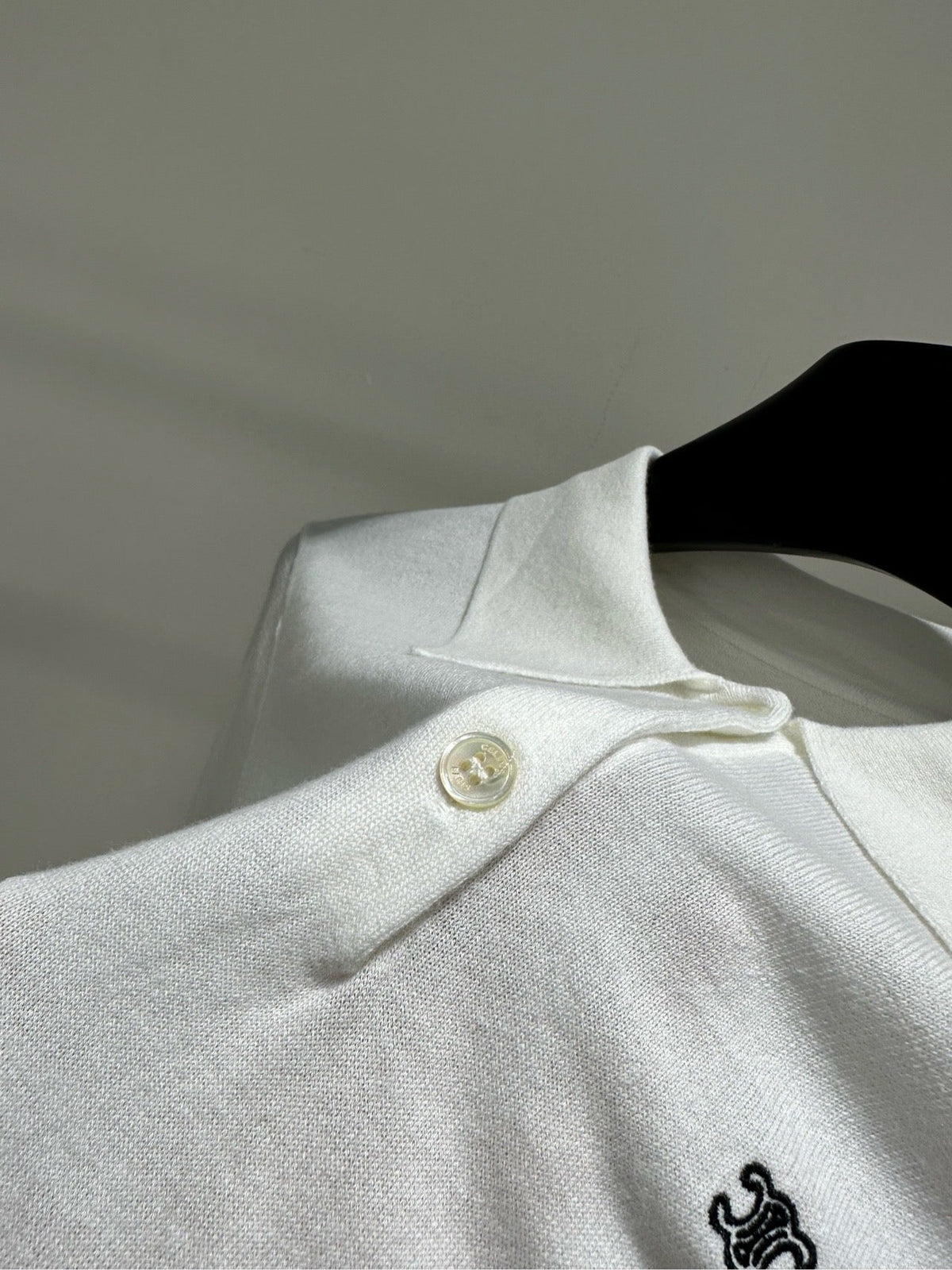 Celine 2026 Long-Sleeved Polo Shirt White Cotton 430364